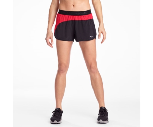 Tenis Saucony Split Second 2.5" Short Mujer Pantalones cortos Ropa Negras / Rojas México MX-187-KZ